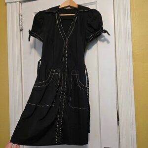 BCBG MaxAzria black shirtdress with cream stitching, size XXS